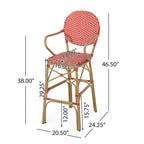 Outdoor Wicker and Aluminum Barstools, Set of 2