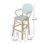 Outdoor Wicker and Aluminum Barstools, Set of 2