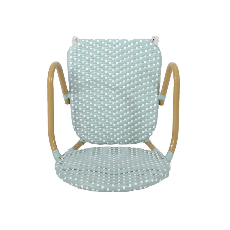 Outdoor Wicker and Aluminum Barstools, Set of 2