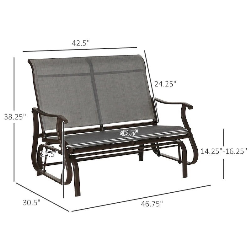 2 Person Outdoor Glider Bench Patio Glider Loveseat Chair - 46.75 * 30.50 * 38.25