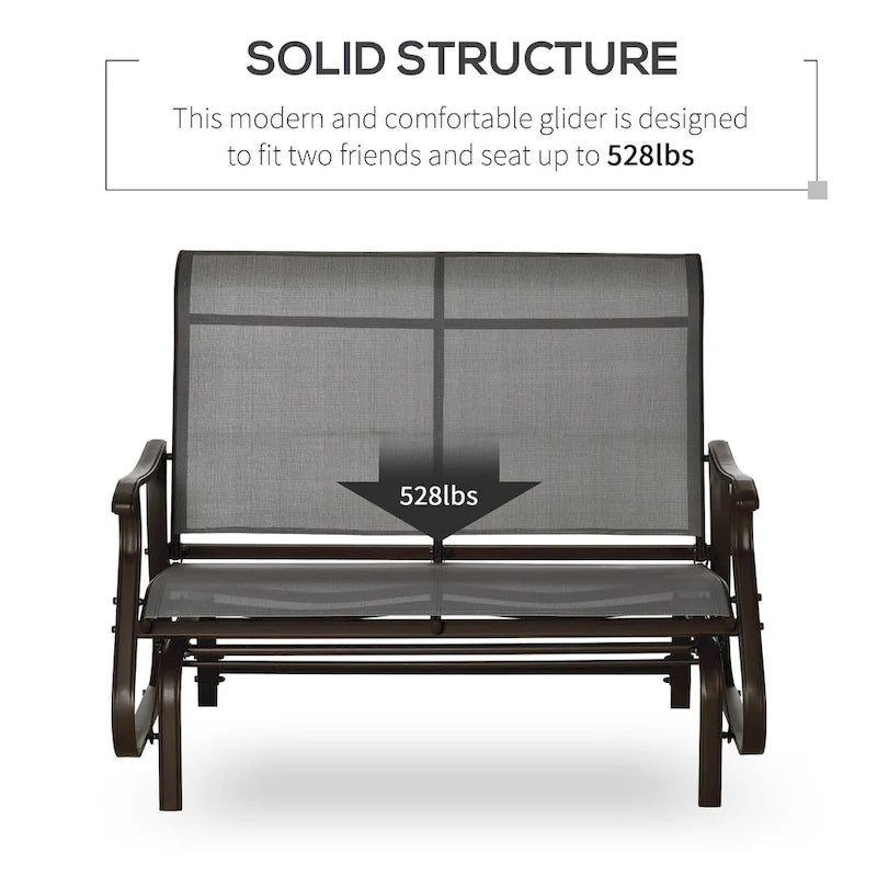 2 Person Outdoor Glider Bench Patio Glider Loveseat Chair - 46.75 * 30.50 * 38.25
