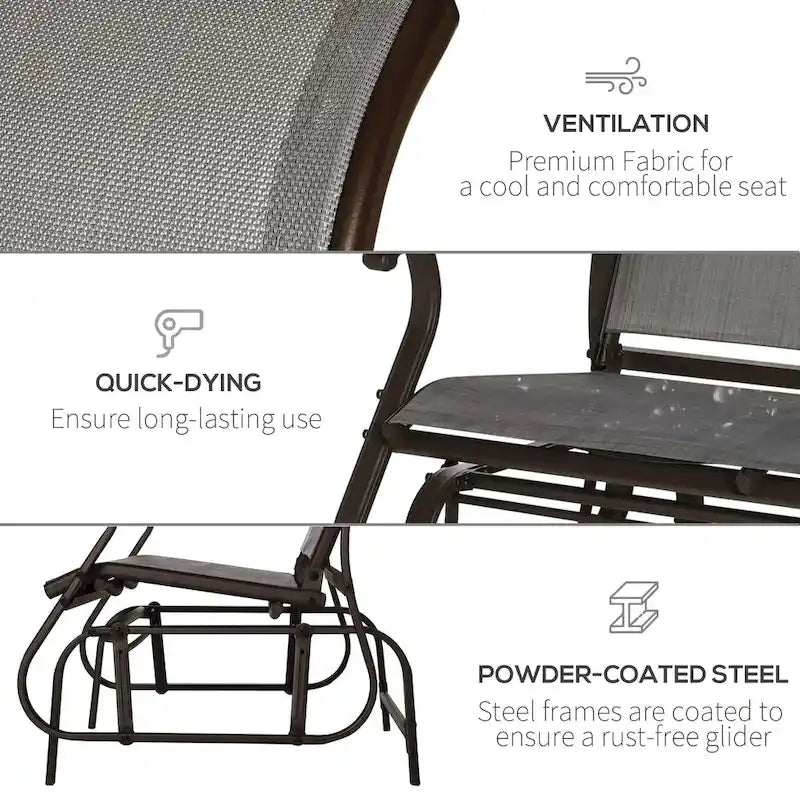 2 Person Outdoor Glider Bench Patio Glider Loveseat Chair - 46.75 * 30.50 * 38.25