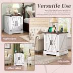 19.6 Wide Modern Adjustable End Table with Charging Station, 2 AC Outlets and 2 USB Ports, Suitable for Bedroom, Living Room