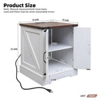 19.6 Wide Modern Adjustable End Table with Charging Station, 2 AC Outlets and 2 USB Ports, Suitable for Bedroom, Living Room