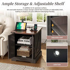 19.6 Wide Modern Adjustable End Table with Charging Station, 2 AC Outlets and 2 USB Ports, Suitable for Bedroom, Living Room