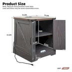 19.6 Wide Modern Adjustable End Table with Charging Station, 2 AC Outlets and 2 USB Ports, Suitable for Bedroom, Living Room