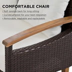 4-Piece Modern Outdoor Garden Seating Set, Rattan Sofa with Wooden Legs and Cushions, Suitable for Outdoor Patio Balcony