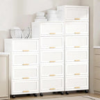 Kitchen Carts, Flip Open Storage Box With Wheels, Movable Storage Cabinet, Kitchen Shelf, Movable Storage Box-White