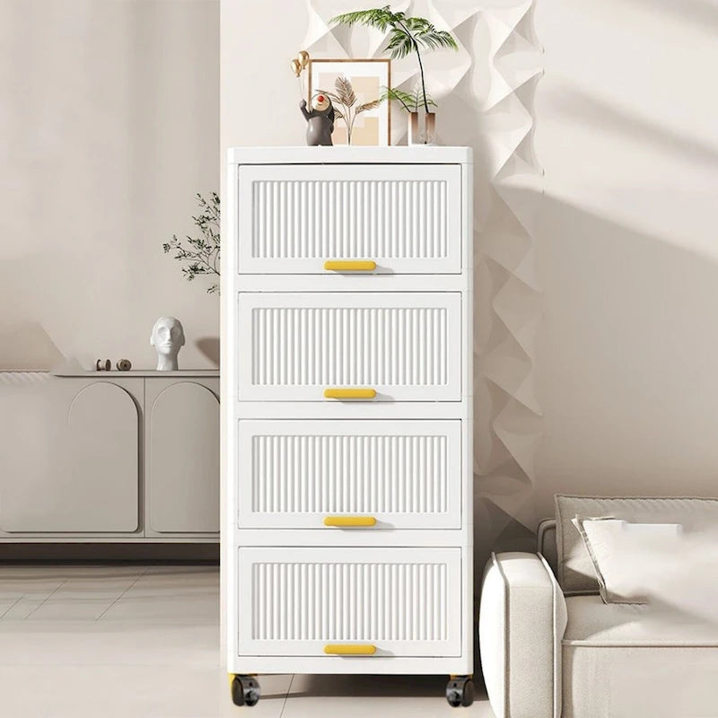 Kitchen Carts, Flip Open Storage Box With Wheels, Movable Storage Cabinet, Kitchen Shelf, Movable Storage Box-White