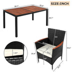 Modern 7-Piece Outdoor Rattan Dining Set, Upholstered Chairs with Armrests and Backrests, Ideal for Backyard, Garden, and Patio