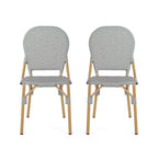 Outdoor PE Rattan and Aluminum Armless Chairs, Set of 2