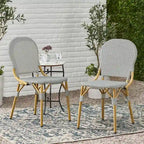 Outdoor PE Rattan and Aluminum Armless Chairs, Set of 2