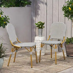 Outdoor PE Rattan and Aluminum Armless Chairs, Set of 2
