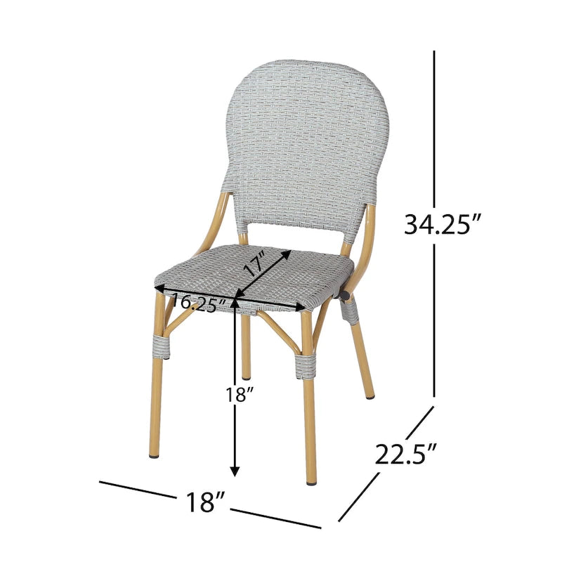 Outdoor PE Rattan and Aluminum Armless Chairs, Set of 2