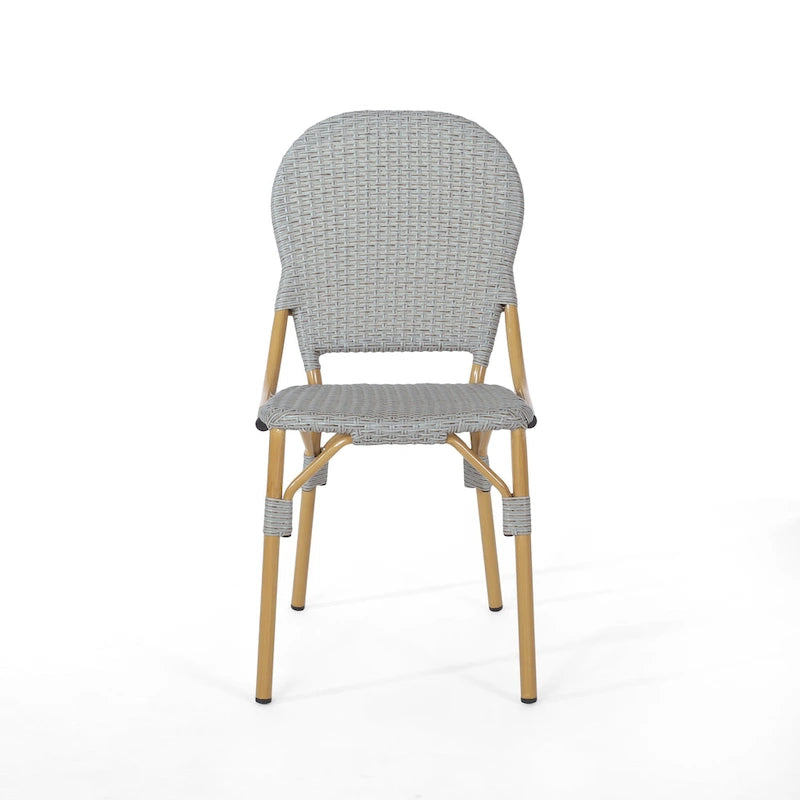Outdoor PE Rattan and Aluminum Armless Chairs, Set of 2