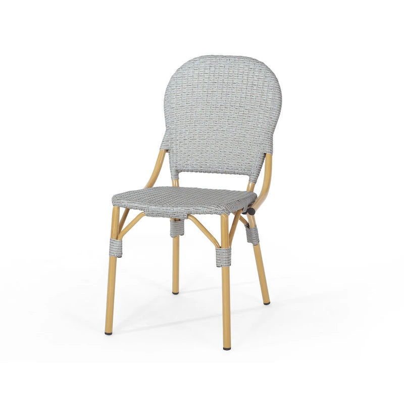 Outdoor PE Rattan and Aluminum Armless Chairs, Set of 2