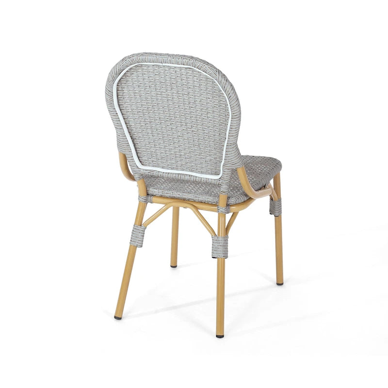 Outdoor PE Rattan and Aluminum Armless Chairs, Set of 2