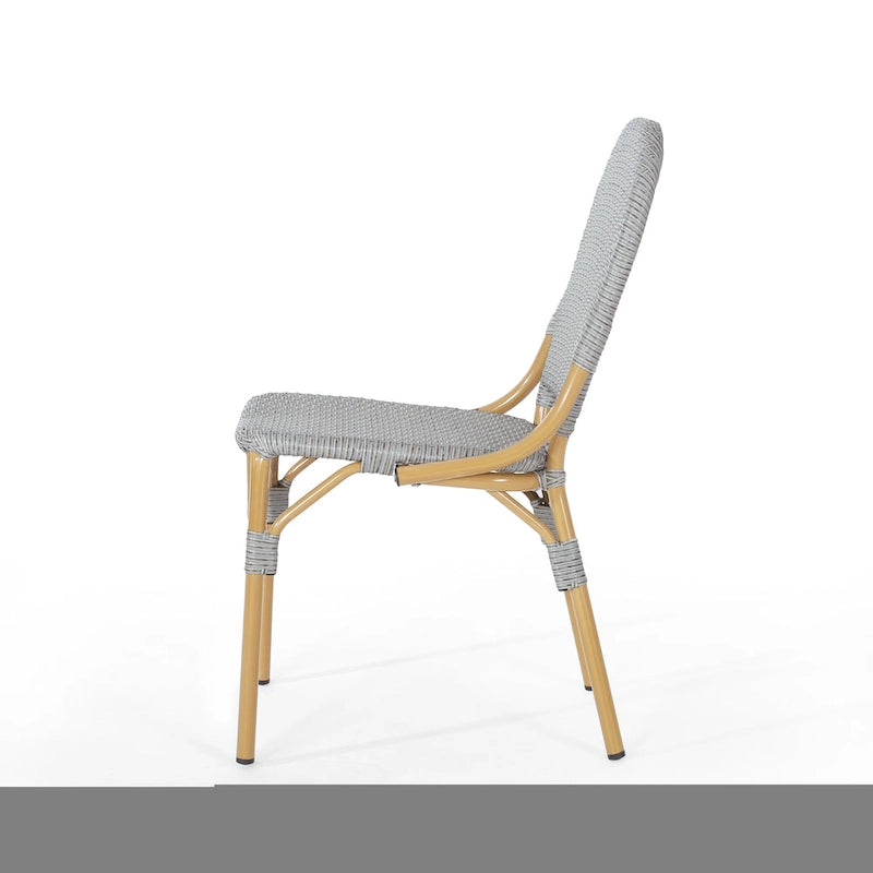 Outdoor PE Rattan and Aluminum Armless Chairs, Set of 2