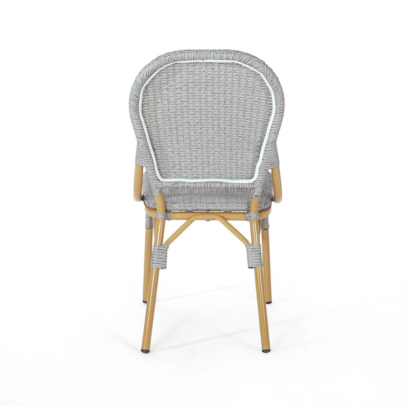 Outdoor PE Rattan and Aluminum Armless Chairs, Set of 2