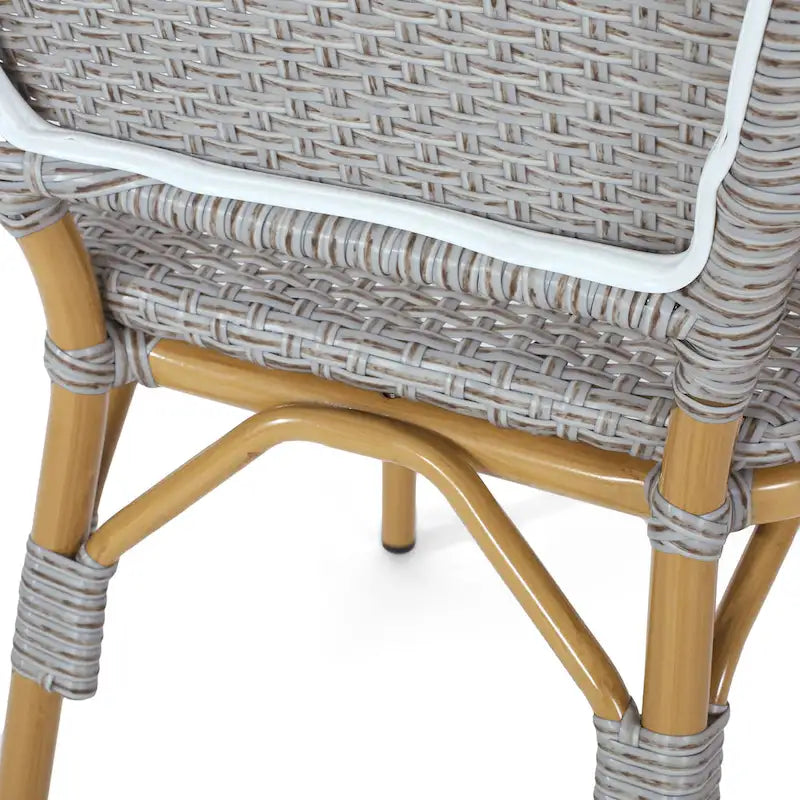 Outdoor PE Rattan and Aluminum Armless Chairs, Set of 2