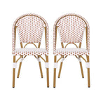 Outdoor PE Ratten and Aluminum French Bistro Chairs, Set of 2