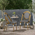 Outdoor PE Ratten and Aluminum French Bistro Chairs, Set of 2