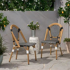 Outdoor PE Ratten and Aluminum French Bistro Chairs, Set of 2