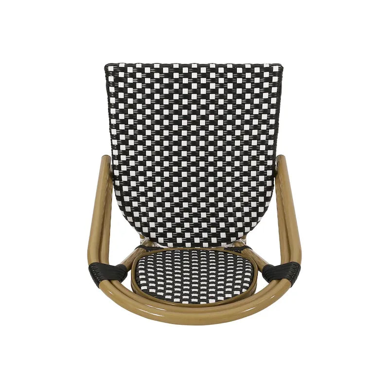 Outdoor PE Ratten and Aluminum French Bistro Chairs, Set of 2