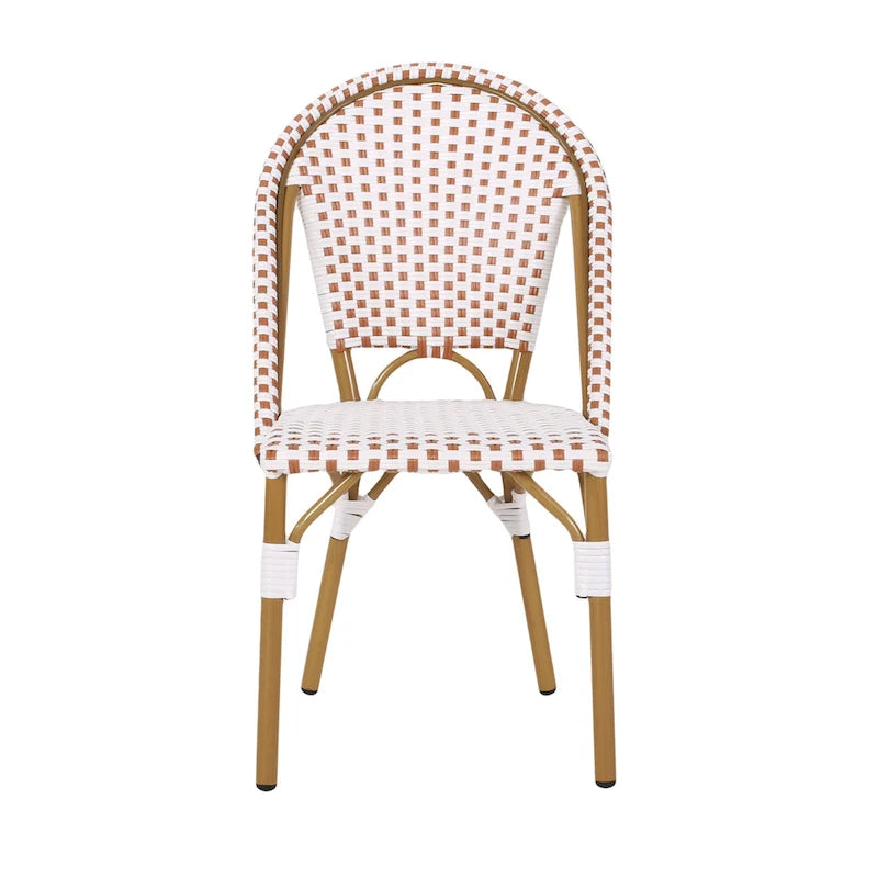 Outdoor PE Ratten and Aluminum French Bistro Chairs, Set of 2