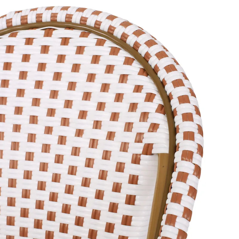 Outdoor PE Ratten and Aluminum French Bistro Chairs, Set of 2