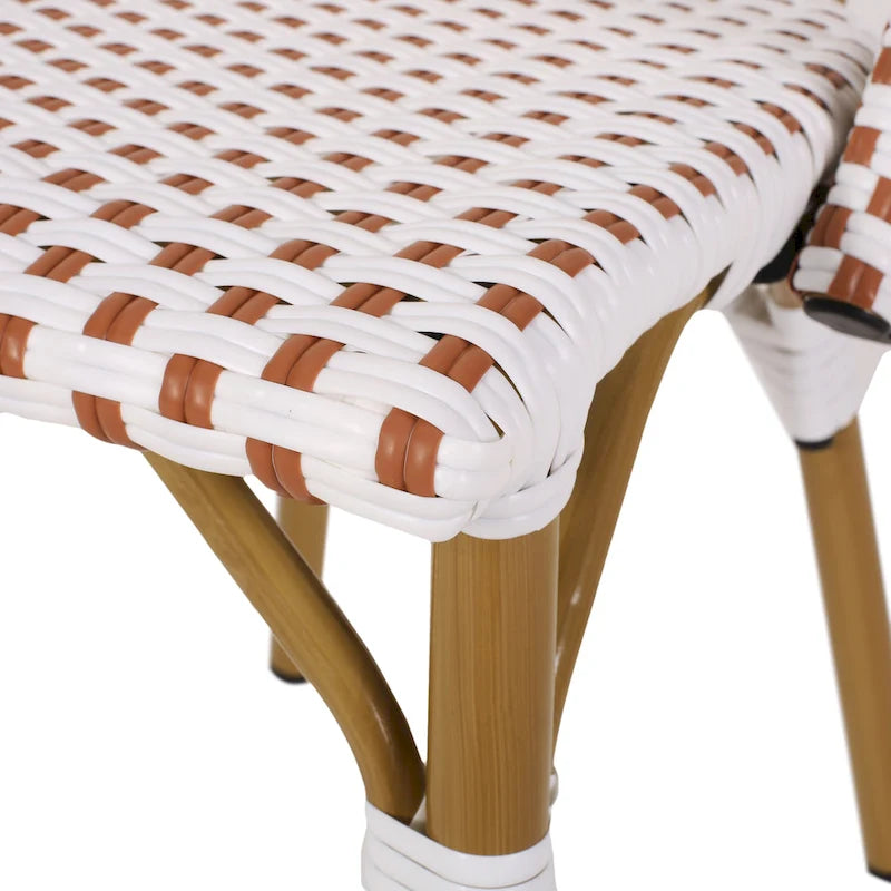 Outdoor PE Ratten and Aluminum French Bistro Chairs, Set of 2