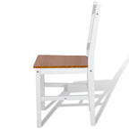 Outdoor Dining Side Chair Set of 4, Square Brown Pine Wood Seat, White