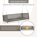 Patio Minimalist Twin Size Garden Swing Bed Wood Porch Swing with Ropes for Backyard, Safe Sloped Design