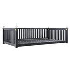 Patio Minimalist Twin Size Garden Swing Bed Wood Porch Swing with Ropes for Backyard, Safe Sloped Design