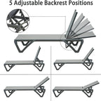 Patio Chaise Lounge Outdoor Aluminum Polypropylene Chair With Adjustable Backrest, Poolside Sunbathing Chair