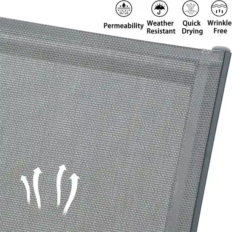 Patio Chaise Lounge Outdoor Aluminum Polypropylene Chair With Adjustable Backrest, Poolside Sunbathing Chair