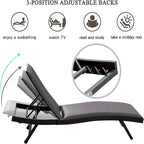 Outdoor Pe Wicker Chaise Lounge - Set Of 2 Patio Reclining Chair