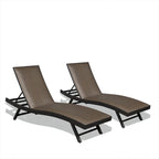 Outdoor Pe Wicker Chaise Lounge - Set Of 2 Patio Reclining Chair