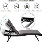 Outdoor Pe Wicker Chaise Lounge - Set Of 2 Patio Reclining Chair