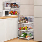 Javlergo 3 Tier Utility Carts, Rolling Metal Storage Cart with Handle and Lockable Wheels, Multifunctional Storage Shelves