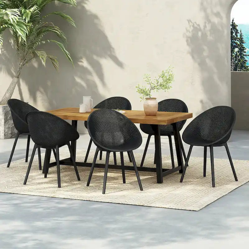 Christopher Knight Home Virella Outdoor Acacia Wood 7pc Patio Dining Set