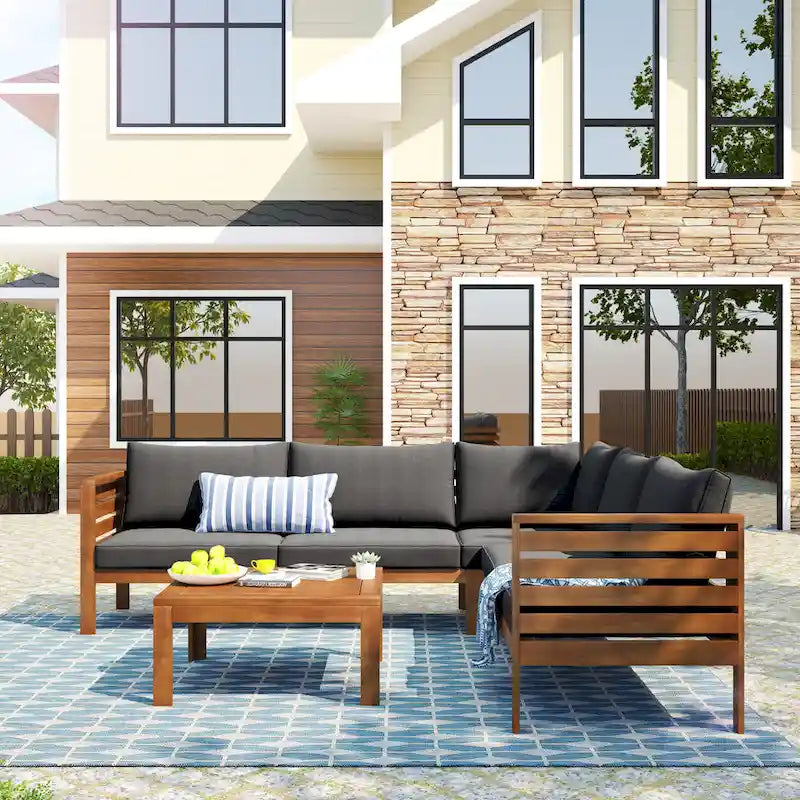Miller Outdoor French Coutry Sectional Sofa Sets by GDFStudio
