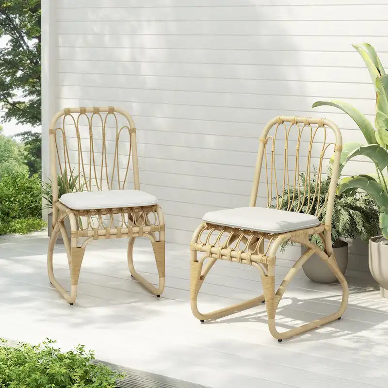 Christopher Knight Home- Alexandra Outdoor PE Wicker Dining Chairs with Cushions (Set of 2)