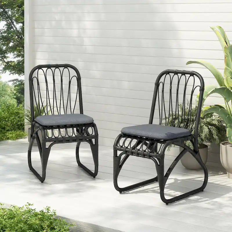Christopher Knight Home- Alexandra Outdoor PE Wicker Dining Chairs with Cushions (Set of 2)