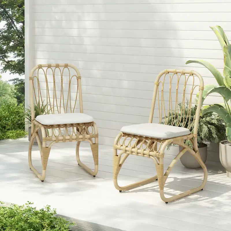 Christopher Knight Home- Alexandra Outdoor PE Wicker Dining Chairs with Cushions (Set of 2)
