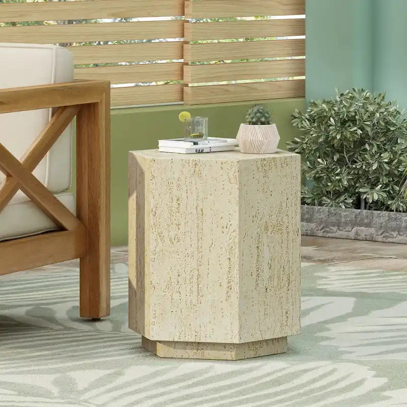 Christopher Knight Home - Jasper Vintage Hexagonal Side Table for Indoor and Outdoor Charm