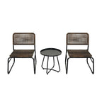 GDFStudio - Outdoor Kyle 3-Piece PE Rattan Patio Furniture Set with Modern Round Table and Steel Frame