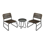 GDFStudio - Outdoor Kyle 3-Piece PE Rattan Patio Furniture Set with Modern Round Table and Steel Frame