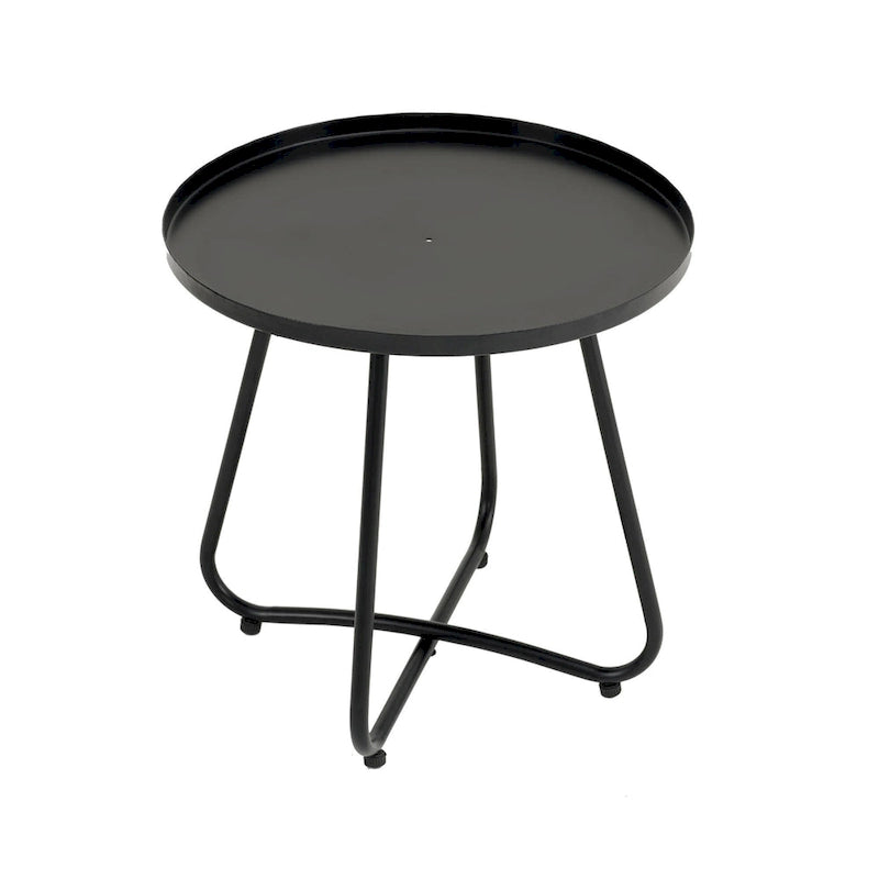 GDFStudio - Outdoor Kyle 3-Piece PE Rattan Patio Furniture Set with Modern Round Table and Steel Frame