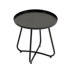 GDFStudio - Outdoor Kyle 3-Piece PE Rattan Patio Furniture Set with Modern Round Table and Steel Frame